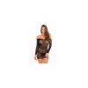 Mini robe noir manche longue transparente 